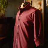 Warm Red Garment Dyed Cotton Long Sleeve Shirt