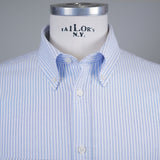 Men's Mid Blue Stripe Oxford Shirt with Button Down Collar