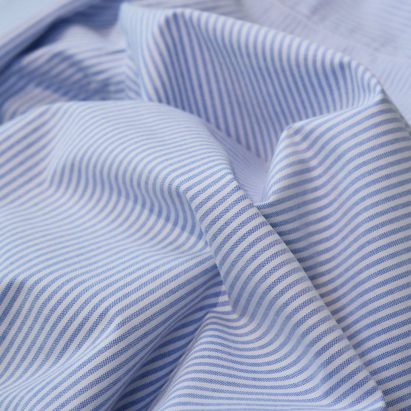 Men's Mid Blue Stripe Oxford Shirt with Button Down Collar