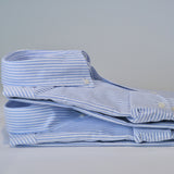 Men's Mid Blue Stripe Oxford Shirt with Button Down Collar