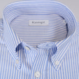 Men's Mid Blue Stripe Oxford Shirt with Button Down Collar