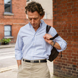 Mid Blue Stripe Oxford Shirt with Button Down Collar