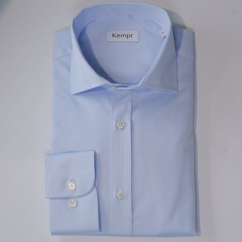 Men's Blue Shirt with Cutaway Collar