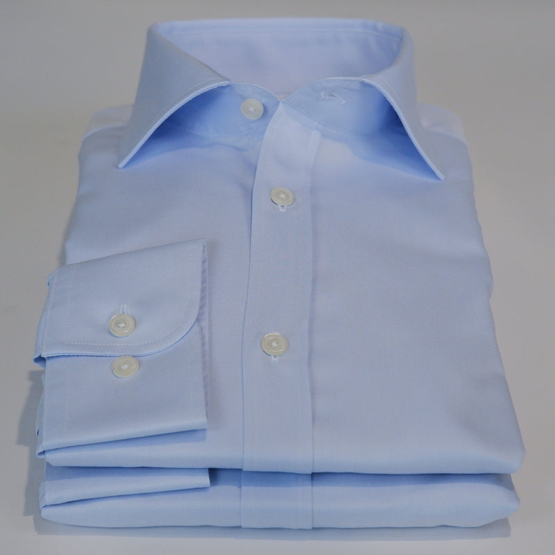 Men's Blue Shirt with Cutaway Collar