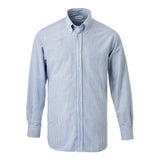 Mid Blue Stripe Cotton Oxford Shirt with Button Down Collar