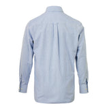 Mid Blue Stripe Cotton Oxford Shirt with Button Down Collar