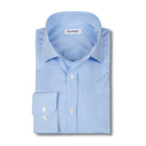 Men's Mid Blue Stripe Cotton Poplin Shirt with Cutaway Collar