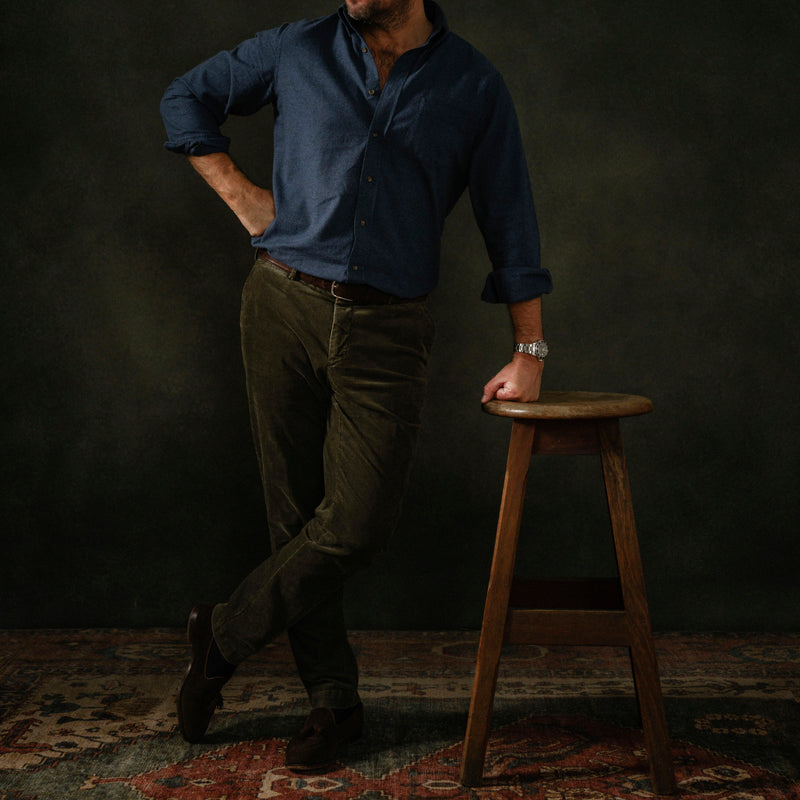 Men’s Midnight Blue Brush Cotton Shirt.