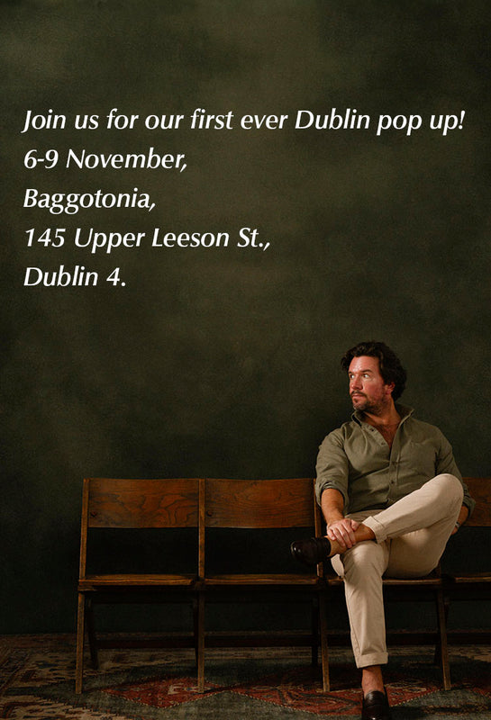 Kempt's Christian Lawlor in Kempt brushed cotton shirt pop up event in Dublin
