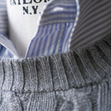 Cashmere Cable Crew Neck Sweater in Pale Grey