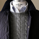 Cashmere Cable Crew Neck Sweater in Pale Grey