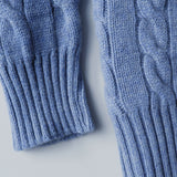Cashmere Cable Crew Neck Sweater in Lavender Blue