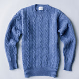 Cashmere Cable Crew Neck Sweater in Lavender Blue