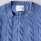 Cashmere Cable Crew Neck Sweater in Lavender Blue