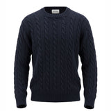Cashmere Cable Crew Neck Sweater in Navy