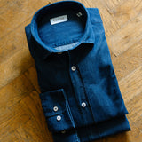 Men's Casual Dark Indigo Denim Shirt