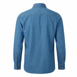 Men's Mid Wash Denim Shirt with Button Down Collar