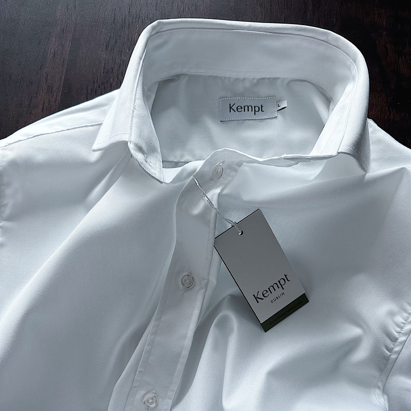 Men's White Cut Away Collar Shirt
