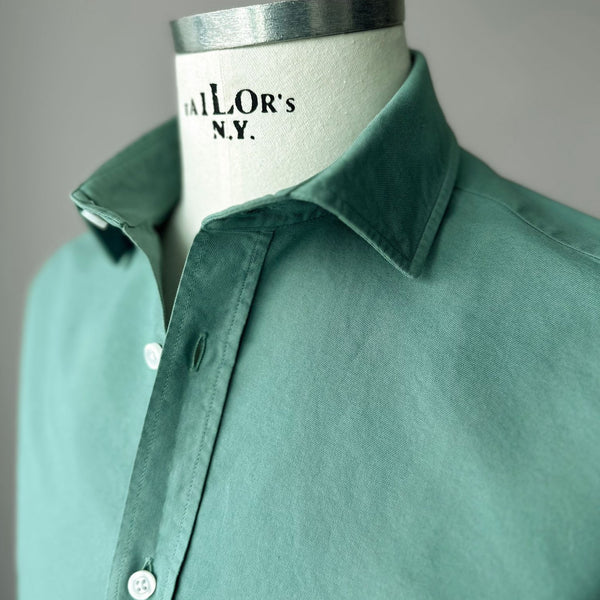 Green Garment Dyed Cotton Long Sleeve Shirt