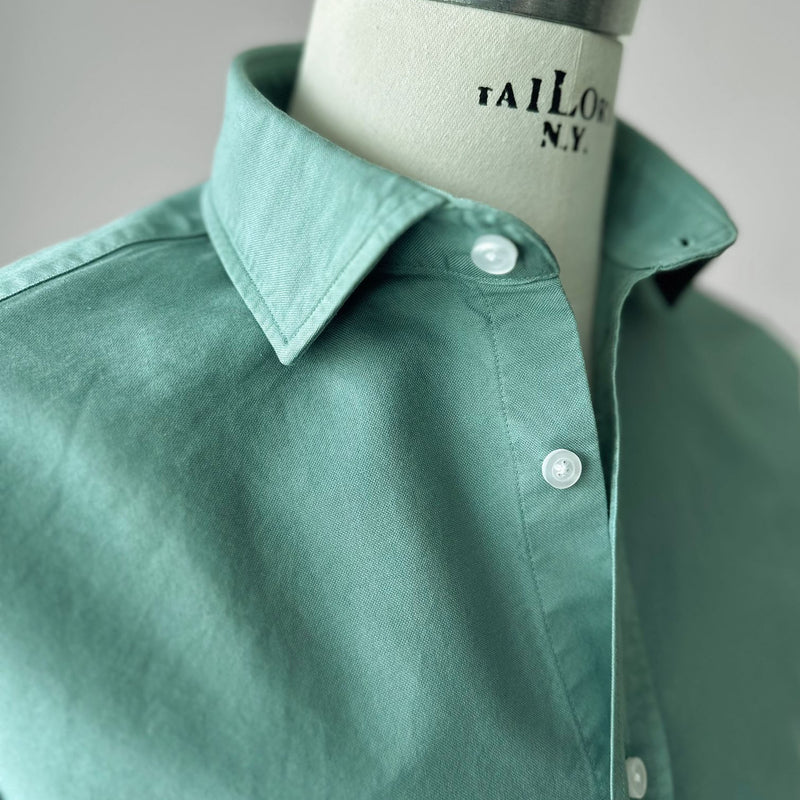 Green Garment Dyed Cotton Long Sleeve Shirt