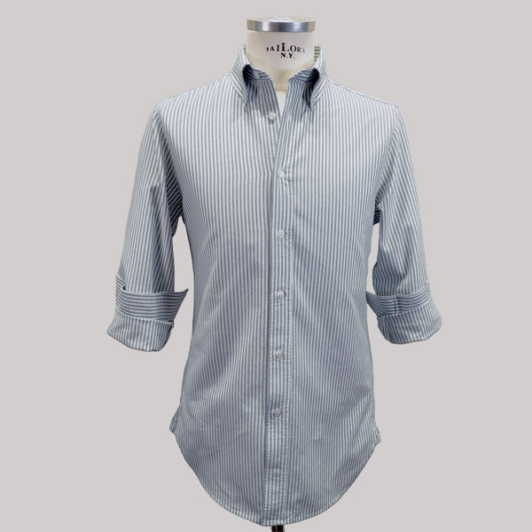 Men's Casual Green Stripe Oxford Cotton Shirt