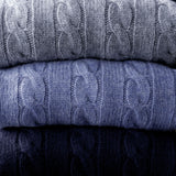 Cashmere Cable Crew Neck Sweater in Lavender Blue