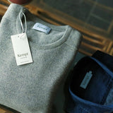 Lambswool Crew Neck Sweater in Pale Grey