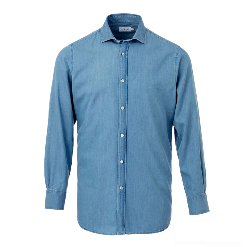 Men's Casual Light Wash Denim Shirt