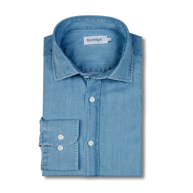 Men's Casual Light Wash Denim Shirt