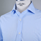Men's Mid Blue Stripe Poplin Shirt with Cutaway Collar