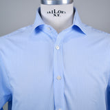 Men's Mid Blue Stripe Poplin Shirt with Cutaway Collar