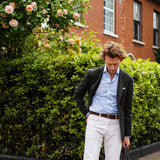 Men's Mid Blue Stripe Poplin Shirt with Cutaway Collar