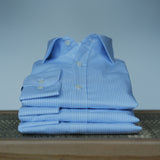 Men's Mid Blue Stripe Poplin Shirt with Cutaway Collar