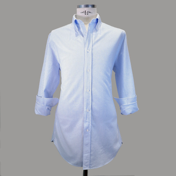 Men's Pale Blue Stripe Oxford Cotton Shirt