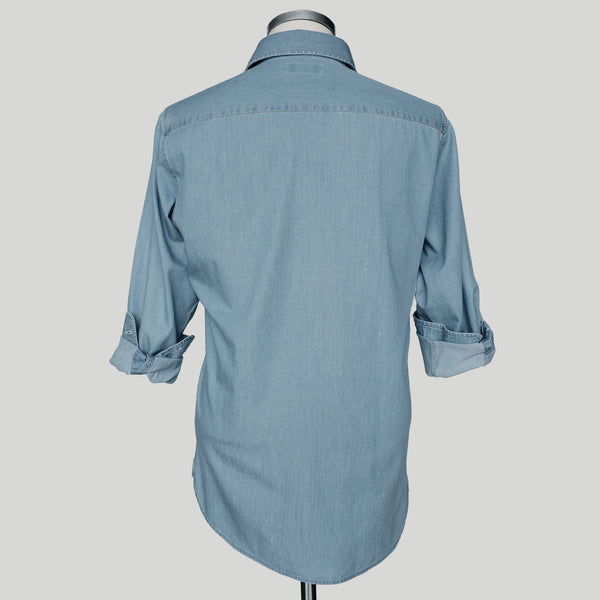 Men's Casual Indigo Denim Cotton Shirt