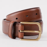 Leather Belt with Brass Buckle