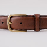 Leather Belt with Brass Buckle