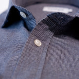 Grey Brushed Cotton Puppytooth Check Shirt