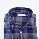 Navy Brushed Cotton Check Shirt