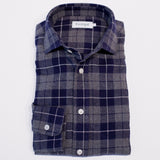 Navy Brushed Cotton Check Shirt