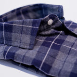 Navy Brushed Cotton Check Shirt