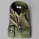 Men's Casual Olive Green Brushed Cotton Shirt