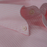Pale Pink Stripe Cotton Oxford Shirt with Button Down Collar