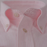 Pale Pink Stripe Cotton Oxford Shirt with Button Down Collar