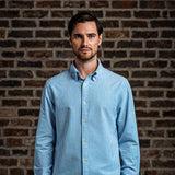 Men's Casual Blue Stripe Oxford Cotton Shirt